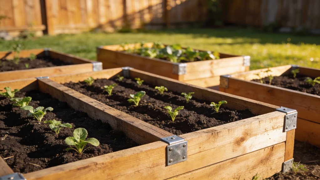 construct raised vegetable boxes
